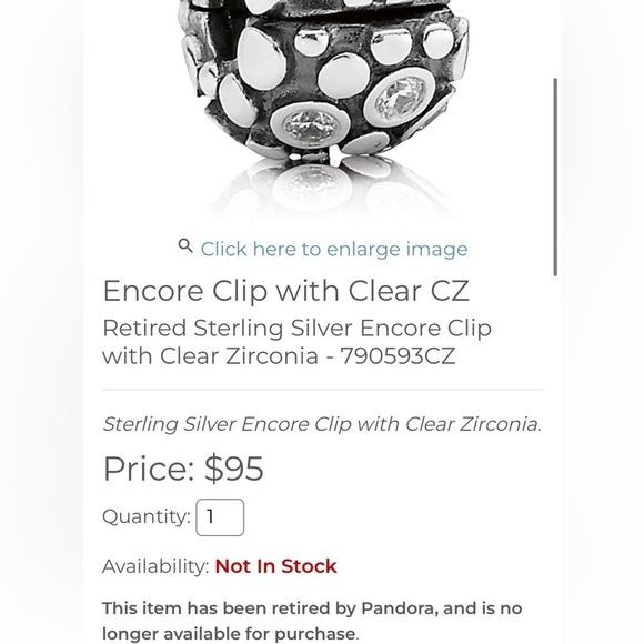 Pandora Clear CZ Encore Clip Rare Retired Charm - Picture 8 of 8